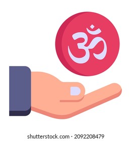 Om symbol flat icon, a religious Hinduism faith sign 