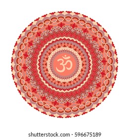 Om symbol with hand drawn mandala.