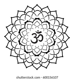 Om Symbol With Hand Drawn Mandala.