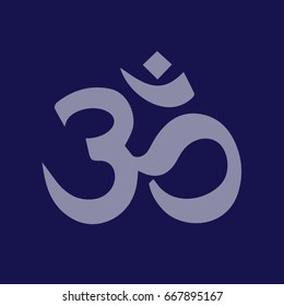 Om symbol of Hinduism icon vector. Blue icon