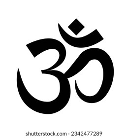 Om symbol of Hinduism. Vector illustration isolated on white background