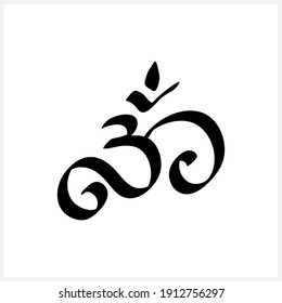Om symbol isolated on white. Oriental design element. Hand drawn oum icon. Doodle vector stock illustration. EPS 10