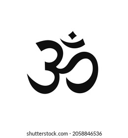 Om symbol isolated on white. Hinduism indian emblem. Simple flat style. Vector illustration.