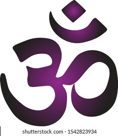 Om symbol, isolated vector on white background, black and purple gradient