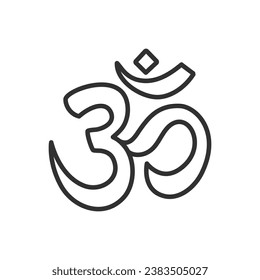Om symbol, linear icon. Initial mantra. Yoga. Line with editable stroke