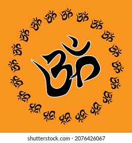 Om symbol mandaka inage in black white and orange