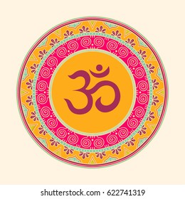 Om symbol. Mandala. Vector art