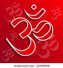 om symbol on red - vector illustration