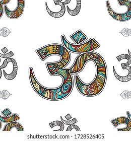 Om symbol seamless pattern background