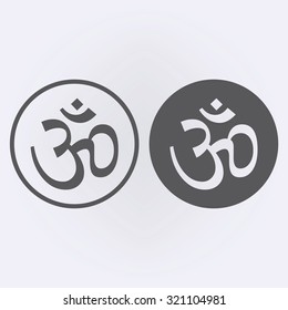 Om symbol set in circle . Vector illustration