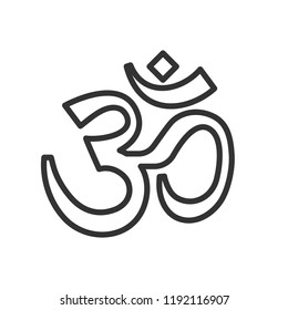 Om symbol thin line icon. Vector calligraphic illustration. Yoga hindu symbol.