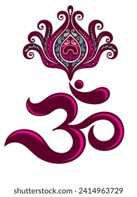 Símbolo Om, arte vectorial Om, afiche om, arte digital, símbolo del icono om y logotipo, fondo vectorial, arte vectorial e ilustración