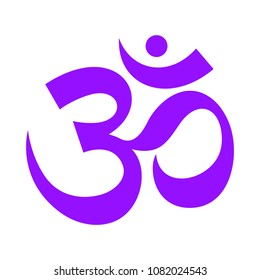 Om symbol violet. Buddhism, yoga sign