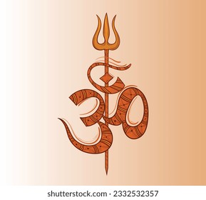 Om and trishul colour symbol collection. Spiritual Hindu Symbol - Om Design. Create Vector Hinduism Holy Symbol Om and trishul.