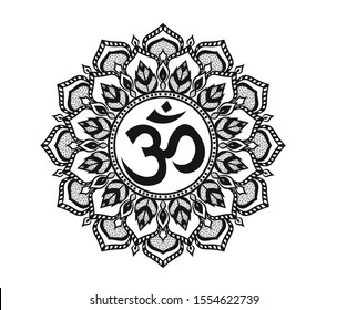 Om vector graphic design trending, on design vector graphic with mandala art.
