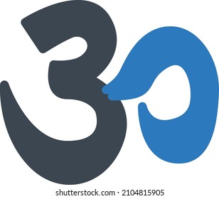 Ilustración de om Vector en un fondo transparente. Símbolos de calidad premium. Icono vector glifos para concepto y diseño gráfico.