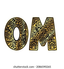 Om yoga logo esoteric art. Vector illustration. Design, hand drawn zenart ornamental. Tribal, Boho, India, hippie, Bohemian styles