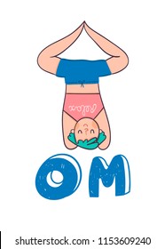 Om. Yoga pose. Colored vector illustration