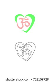 om yoga symbol with heart