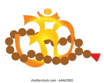 Om - yoga symbol and mala - yoga rosary