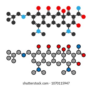 Omadacycline antibiotic drug molecule.