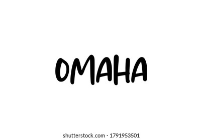 Omaha city handwritten typography text word hand lettering. Modern calligraphy text. Black color