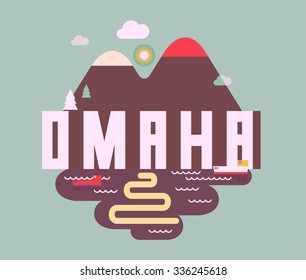 Omaha destination brand logo. vector cartoon