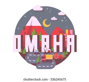 Omaha destination brand logo. vector cartoon