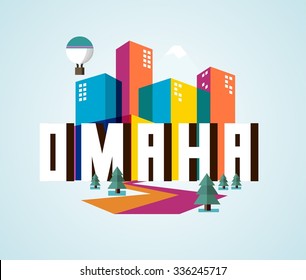 Omaha destination brand logo. vector cartoon