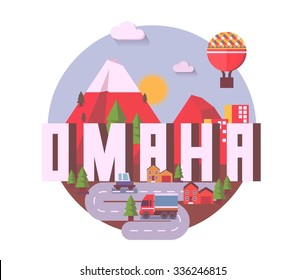 Omaha destination brand logo. vector cartoon
