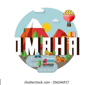 Omaha destination brand logo. vector cartoon