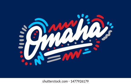 Omaha handwritten city name.Modern Calligraphy Hand Lettering for Printing,background ,logo, for posters, invitations, cards, etc. Typography vector.
