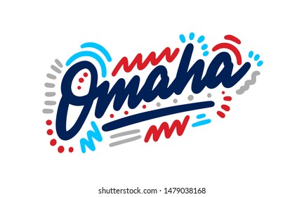 Omaha handwritten city name.Modern Calligraphy Hand Lettering for Printing,background ,logo, for posters, invitations, cards, etc. Typography vector.