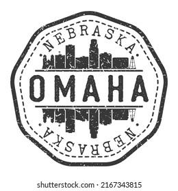 Omaha, NE, USA Stamp Skyline Postmark. Silhouette Postal Passport. City Round Vector Icon. Vintage Postage Design.
