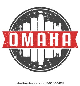 Omaha Nebraska Round Travel Stamp. Icon Skyline City Design. Seal Tourism Badge Illustration Vector Clip Art.