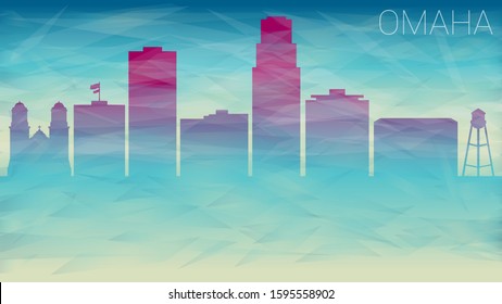Omaha Nebraska Skyline City Vector Silhouette. Broken Glass Abstract Geometric Dynamic Textured. Banner Background. Colorful Shape Composition.