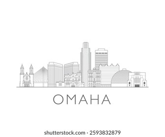 Omaha, Nebraska skyline cityscape vector illustration