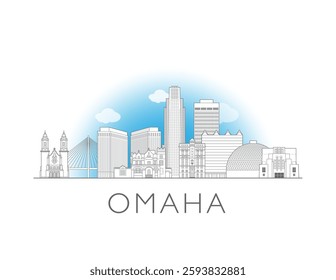 Omaha, Nebraska skyline cityscape vector illustration