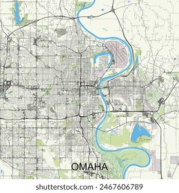 Omaha, Nebraska, United States map poster art