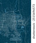 Omaha, Nebraska, USA artistic blueprint map poster