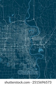 Cartaz do mapa artístico de Omaha, Nebraska, EUA