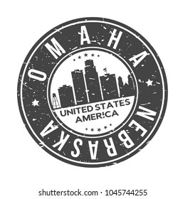 Omaha Nebraska USA Round Stamp Icon Skyline City Design Badge Rubber.