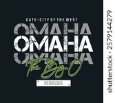 Omaha Nebraska,Vintage typography design in vector illustration.Clothing,t shirt,apparel and other uses.Abstract design with the grunge and denim style. Vector print, typography, poster.