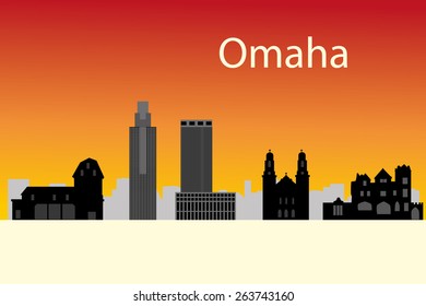 Omaha skyline linear style with in editable vector file