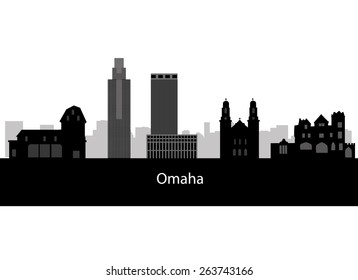 Omaha skyline linear style with in editable vector file