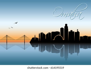 Omaha skyline - Nebraska - vector illustration