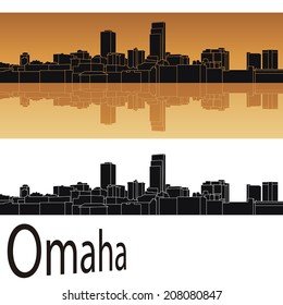 Omaha skyline in orange background in editable vector file