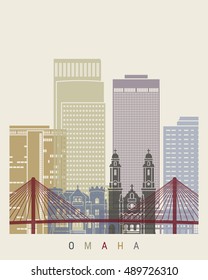 Omaha skyline poster in editable vector file