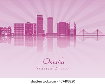 Omaha skyline in purple radiant orchid in editable vector file