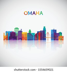 Omaha skyline silhouette in colorful geometric style. Symbol for your design. Vector illustration.